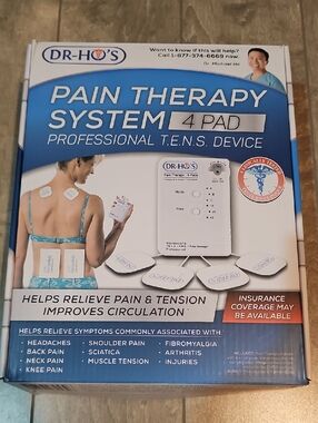 Pain Therapy System 4-Pad TENS Device - Blue/White